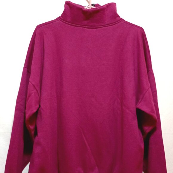 Men's Pullover Sweater. Solid Color in Wine Burgundy. Quarter Zip - Picture 2 of 8